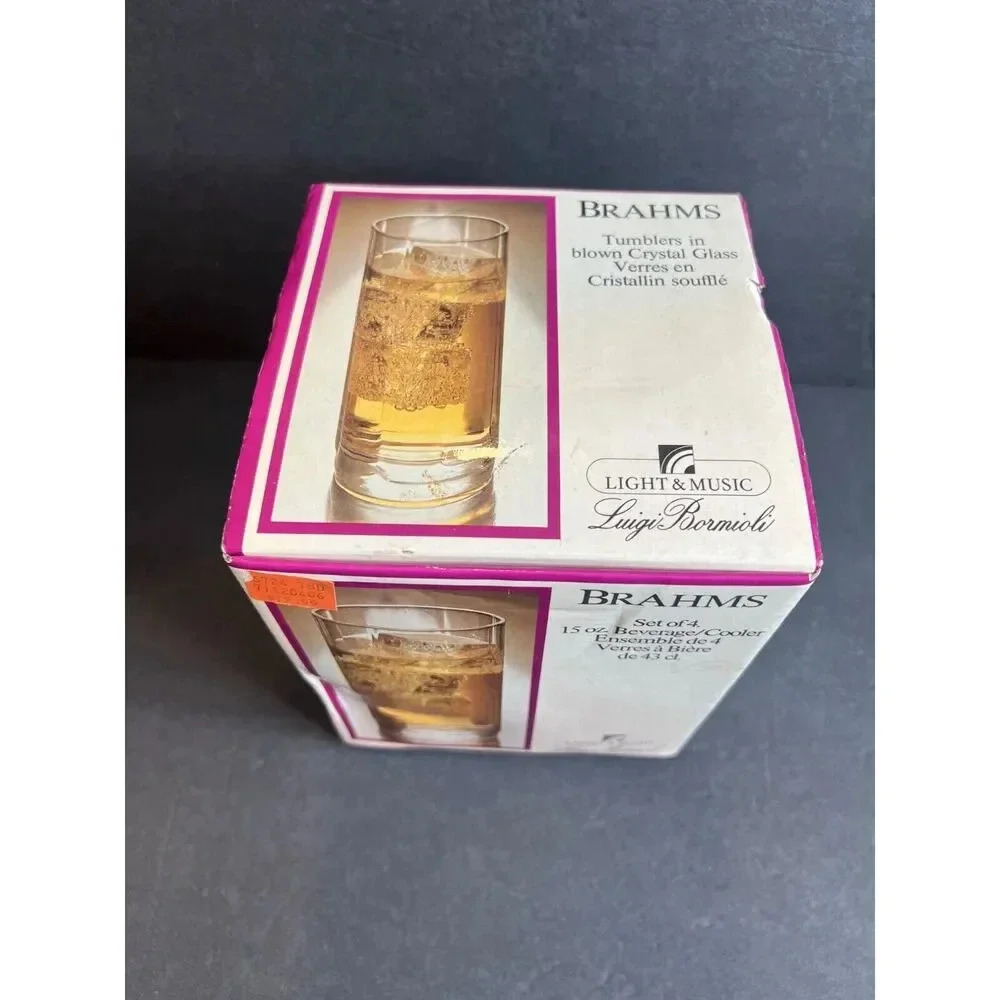 vintage set of 4 Luigi Bormioli Light & Music crystal 15oz beverage glasses GIFT - Picture 3 of 13